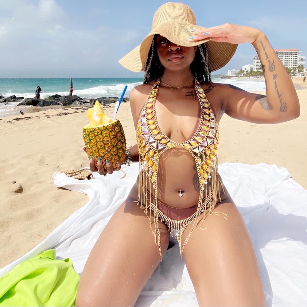 Gemstone Decor Body Chain Top